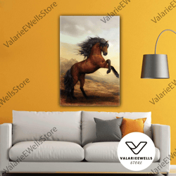 rough brown horse nobility nature landscape roll up canvas, stretched canvas art, framed wall art painting