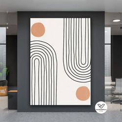 abstract art wall canvas bohemian style, neutral abstract prints, abstract canvas painting, black striped picture art
