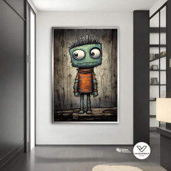 blue monster graffiti decorative wall art, modern street art, original graffiti art, abstract graffiti art, modern graff