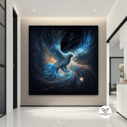 blue phoenix canvas painting, blue phoenix decorative wall art, phoenix poster, phoenix bird canvas print, animal decora