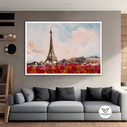 eiffel tower canvas painting, paris eiffel tower landspace decorative wall art, eiffel tower canvas, eiffel tower print,