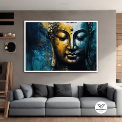 gold buddha canvas print, buddha decorative wall art, buddha poster, asian decorative wall art, buddha painting