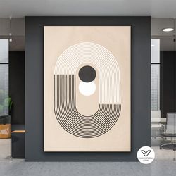 mid century poster, geometric decorative wall art design, boho wall decor, abstract art wall canvas bohemian style, neut