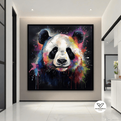 panda canvas painting, cute panda canvas decorative wall art, colorful panda decorative wall art, panda poster, panda ca