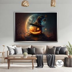 pumpkin halloween wall decor, pumpkin canvas print, pumpkin poster, halloween canvas, hallow's day decorative wall art,