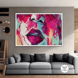 sexy lip canvas art, colorful erotic decorative wall art, red lip canvas painting, lip painting, bedroom canvas print, s