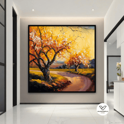 tree canvas, abstract pink tree canvas, colorful tree painting, autumn table, tree canvas decor