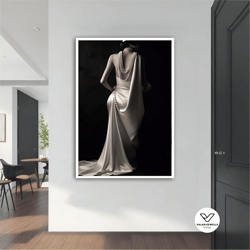 white dress modern canvas, modern painting, decorative wall art, modern canvas, abstract art, canvas art, decor for gift
