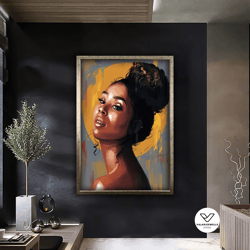 african woman, canvas painting, ethnic painting, black woman painting, african woman decorative wall art, ethnic canvas,