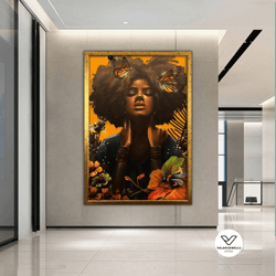 african woman, canvas painting, ethnic painting, black woman painting, african woman decorative wall art, ethnic canvas,