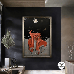 african woman, canvas painting, ethnic painting, black woman painting, african woman decorative wall art, ethnic canvas,