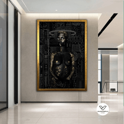 african woman, canvas painting, ethnic painting, black woman painting, african woman decorative wall art, ethnic canvas,