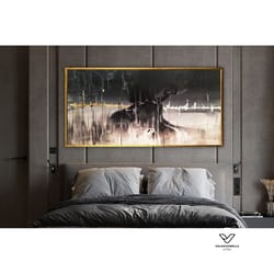 romantic couple painting, abstract art canvas, kissing couple picture, love drawing posters