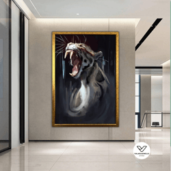 tiger canvas painting, tiger poster, modern decorative wall art, animal canvas print, animal decorative wall art, framed