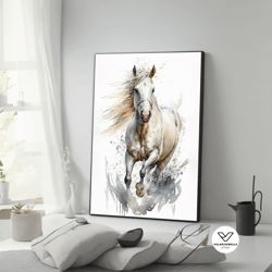 white horse canvas decorative wall art, noble horse canvas paint, horse canvas wall decor, horse canvas poster, ready to