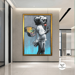 woman graffiti decorative wall art, street canvas painting, graffiti wall decor,banksy decorative wall art, graffiti pri