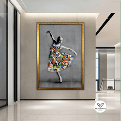woman graffiti decorative wall art, street canvas painting, graffiti wall decor,banksy decorative wall art, graffiti pri