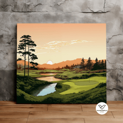 a golf course at sunrise, golfing gift, gift for dad, man cave art, scenic decorative wall art, canvas art, canvas print