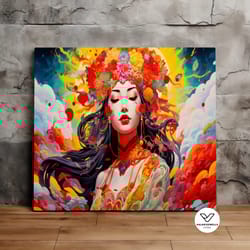 beautiful geisha, surreal art, japanese art, asian art, feminist art, scenic decorative wall art, canvas art, canvas pri