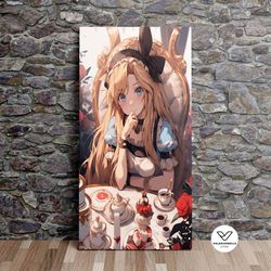 curious alice - alice x anime banzaiarts series, alice in wonderland, poster print, canvas art, canvas print, ready to h