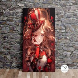 queen of hearts - alice x anime banzaiarts series, alice in wonderland, poster print, canvas art, canvas print, ready to