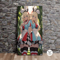 tweedle dee & tweedle dum - alice x anime banzaiarts series, alice in wonderland, poster print, canvas art, canvas print