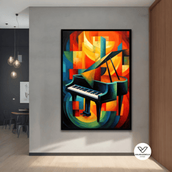 colorful piano canvas painting, musical instrument art, decorative wall art for your home and office, modern decor ideas