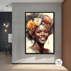 colourful african woman canvas painting, modern,natural, live decorative wall art for your home and office, decoration i