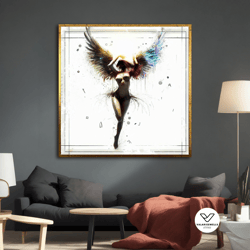 erotic winged woman canvas painting, erotic print on canvas, erotic female canvas, , home decor, office wall decor