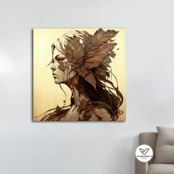 floral woman portrait canvas painting, flower woman decorative wall art, modern decor ideas for home and office with dif