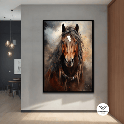 horse canvas painting, animal canvas decorative wall art, modern decor ideas with different frame options for your home
