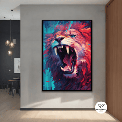 lion king canvas painting, lion decorative wall art, lion poster, lion canvas painting, abstract lion painting-1