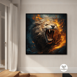 lion,roaring lion, home decor, canvas, wall painting, lion canvas, angry lion