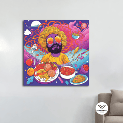 man eating food graffiti canvas painting, graffiti canvas, modern decor ideas for home and office with different frame o