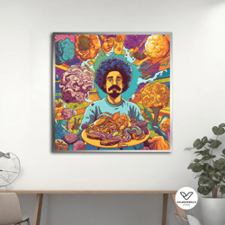 man eating food graffiti canvas painting, graffiti canvas, modern decor ideas for home and office with different frame o