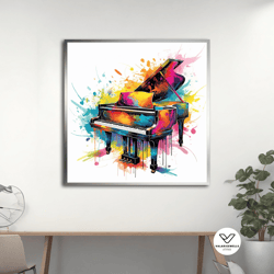 piano canvas painting, musical decorative wall art for home, office wall decor