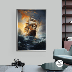 sailing ship canvas painting,ship decorative wall art,sea decorative wall art,nature decorative wall art,pirate ship can
