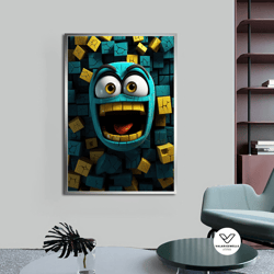 screaming emoji canvas art, graffiti art, emoji decor, modern decor ideas for home and office with different frame optio