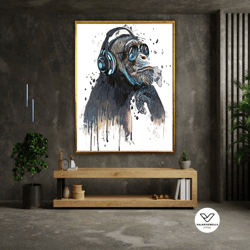 monkey canvas painting, monkey poster, modern decorative wall art, animal poster, decorative wall art canvas design, fra