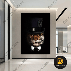 black and white animal tiger art prints wall art pictures canvas painting abstract canvas tigers poster, framed canvas r