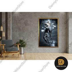 hands canvas painting, romantic couple wall print, night design art