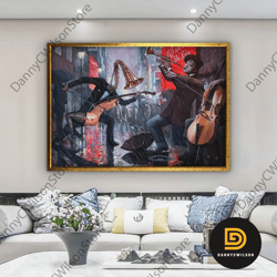 large dancing painting, couple wall art, dance home painting, dancers wall art, party gifts, dance painting, framed canv