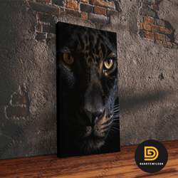 A Look Into Darkness, Beautiful Black Panther Portrait, Cat Photography, Framed Canvas Print, Framed Art, Halloween Witc