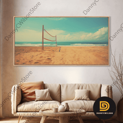 Beach Volleyball Net, Framed Canvas Print, Liminal Art, Framed Wall Decor, Beach Photography, Surf Art, Surf Print, Naut