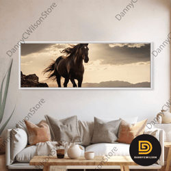 Canvas Wall Art, Horse Photography Print, Framed Canvas Print, Horse Wall Decor, Panoramic Wall Art, Large Wall Art, Rus