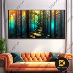 Fantasy Wall Art, Canvas Print, Magical Forest, Fantasy Landscape Art, Ready To Hang Wall Art, Bioluminescent Glowing Fa