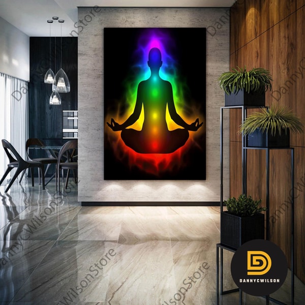 Meditation Wall Art, Chakra Points Canvas Art, Yoga Wall Dec | Inspire ...