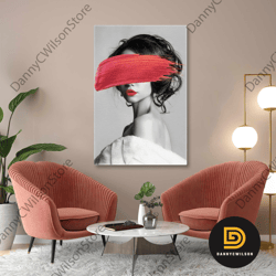 red lipstick wall art, woman wall decor, wall art decor, roll up canvas, stretched canvas art, framed wall art painting