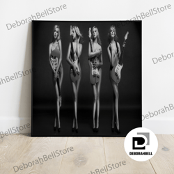 naked female guitarists, nude wall art, music room decor, erotic canvas, naked women art, sexy canvas, nude art, framed