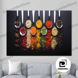 kitchen wall art kitchen canvas wall art kitchen prints kitchen artwork herbs spices-1, framed canvas ready to hang